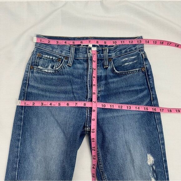 Re/Done Originals size 24 Square Destroyed High Waist Raw Hem Ankle Jeans - Picture 12 of 13